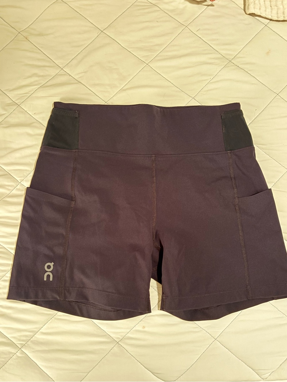 On Running Women's Dark Purple High-Rise Bike Shorts with Side Pockets